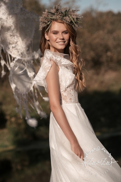 Свадебное платье Злата. Силуэт А-силуэт. Цвет Белый / Молочный. Вид 5