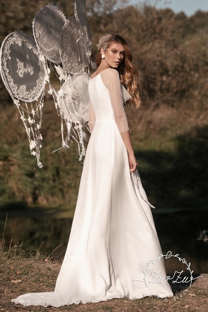 Свадебное платье Леони. Силуэт Прямое. Цвет Белый / Молочный. Вид 2