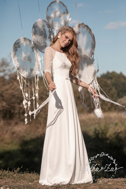 Свадебное платье Леони. Силуэт Прямое. Цвет Белый / Молочный. Вид 4