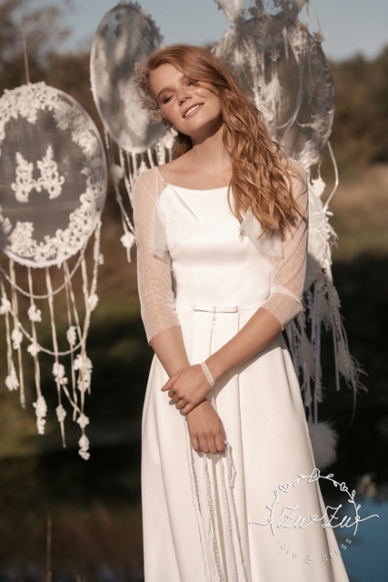 Свадебное платье Леони. Силуэт Прямое. Цвет Белый / Молочный. Вид 5