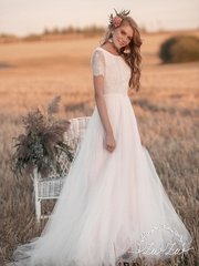 Свадебное платье Роземон. Силуэт А-силуэт. Цвет Белый / Молочный. Вид 1