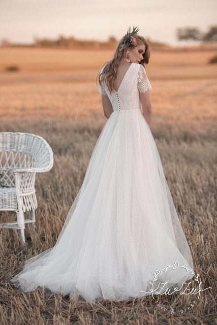 Свадебное платье Роземон. Силуэт А-силуэт. Цвет Белый / Молочный. Вид 2