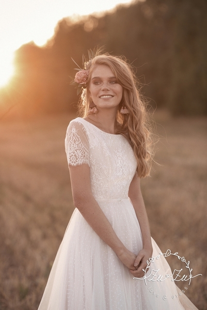 Свадебное платье Роземон. Силуэт А-силуэт. Цвет Белый / Молочный. Вид 3