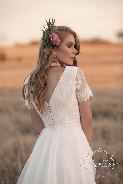 Свадебное платье Роземон. Силуэт А-силуэт. Цвет Белый / Молочный. Вид 4