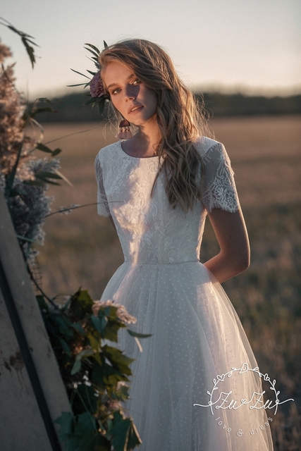 Свадебное платье Роземон. Силуэт А-силуэт. Цвет Белый / Молочный. Вид 5