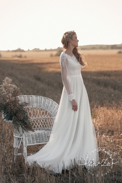 Свадебное платье Серена. Силуэт А-силуэт. Цвет Белый / Молочный. Вид 4