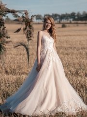 Свадебное платье Аньес. Силуэт А-силуэт. Цвет Айвори / Капучино. Вид 1