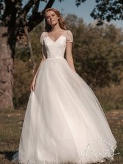 Свадебное платье Дженни. Силуэт А-силуэт. Цвет Белый / Молочный. Вид 1