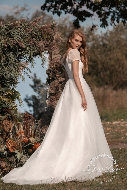 Свадебное платье Дженни. Силуэт А-силуэт. Цвет Белый / Молочный. Вид 2