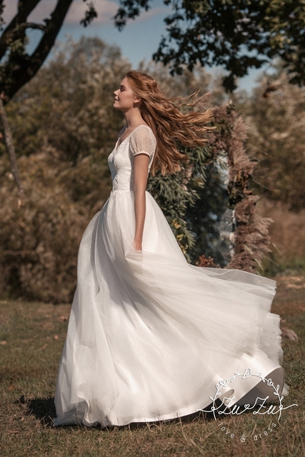 Свадебное платье Дженни. Силуэт А-силуэт. Цвет Белый / Молочный. Вид 3