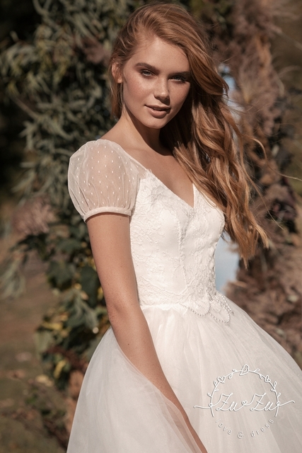 Свадебное платье Дженни. Силуэт А-силуэт. Цвет Белый / Молочный. Вид 4