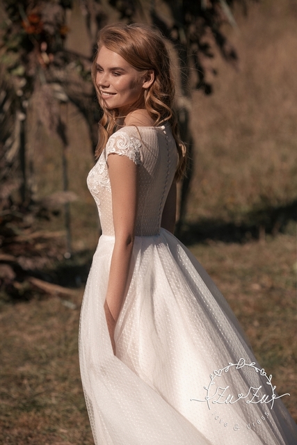 Свадебное платье Джун. Силуэт А-силуэт. Цвет Айвори / Капучино, Белый / Молочный. Вид 5