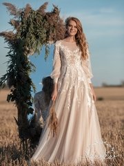 Свадебное платье Жаклин. Силуэт А-силуэт. Цвет Белый / Молочный, Айвори / Капучино. Вид 1