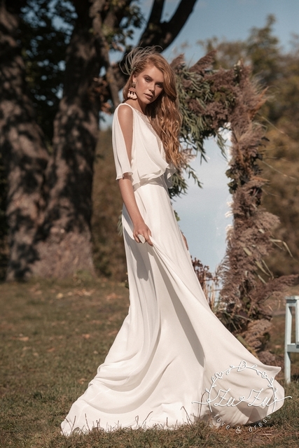 Свадебное платье Ирис. Силуэт Прямое. Цвет Белый / Молочный. Вид 3