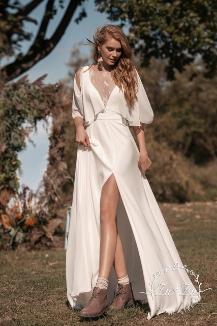 Свадебное платье Ирис. Силуэт Прямое. Цвет Белый / Молочный. Вид 4