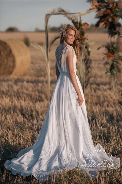 Свадебное платье Мейт. Силуэт А-силуэт. Цвет Белый / Молочный. Вид 2