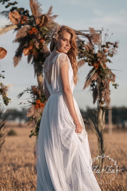 Свадебное платье Мейт. Силуэт А-силуэт. Цвет Белый / Молочный. Вид 4