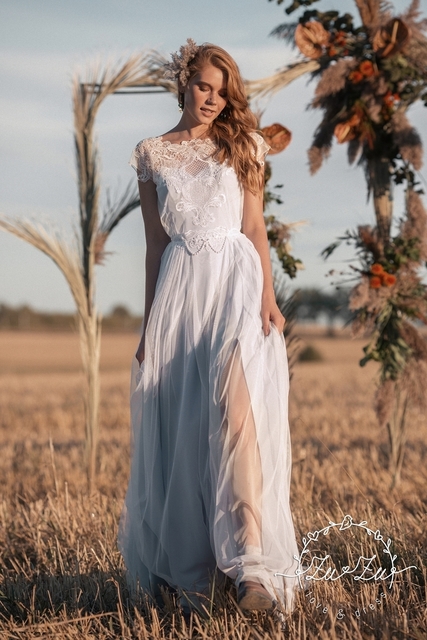 Свадебное платье Мейт. Силуэт А-силуэт. Цвет Белый / Молочный. Вид 5