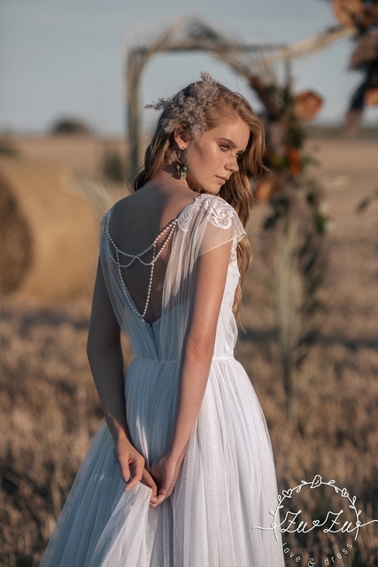 Свадебное платье Мейт. Силуэт А-силуэт. Цвет Белый / Молочный. Вид 6