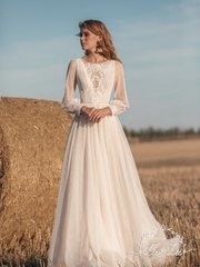 Свадебное платье Ноэми. Силуэт А-силуэт. Цвет Белый / Молочный. Вид 1