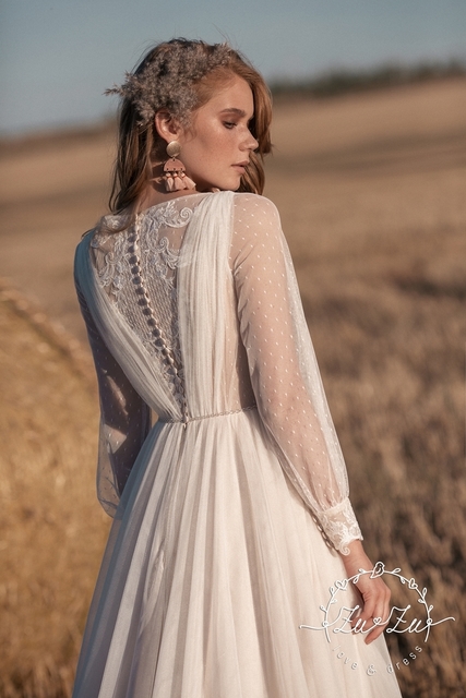 Свадебное платье Ноэми. Силуэт А-силуэт. Цвет Белый / Молочный. Вид 4