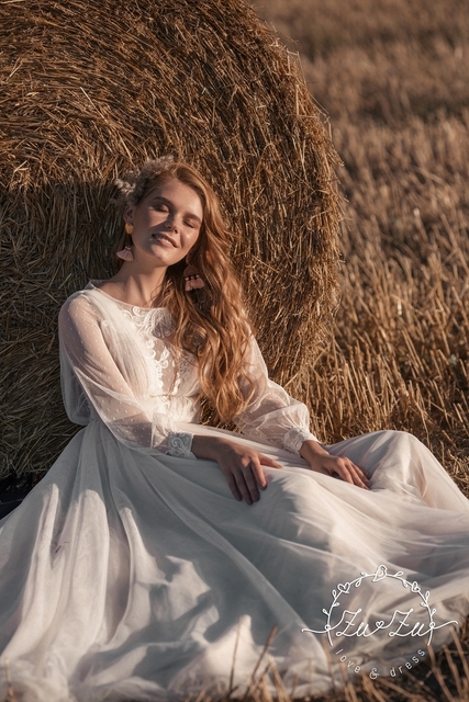 Свадебное платье Ноэми. Силуэт А-силуэт. Цвет Белый / Молочный. Вид 6