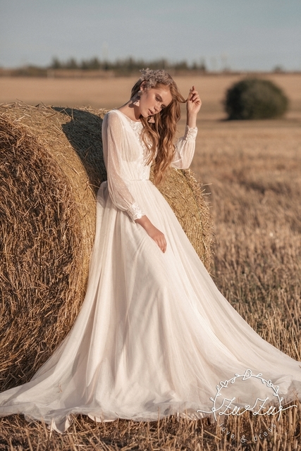 Свадебное платье Ноэми. Силуэт А-силуэт. Цвет Белый / Молочный. Вид 7