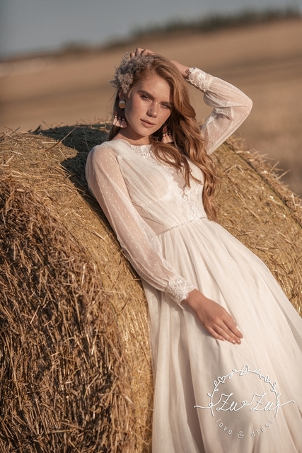 Свадебное платье Ноэми. Силуэт А-силуэт. Цвет Белый / Молочный. Вид 8