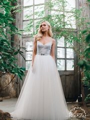 Свадебное платье Ориан. Силуэт А-силуэт. Цвет Белый / Молочный, Пепельный / Металлик. Вид 1