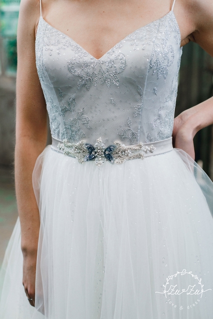 Свадебное платье Ориан. Силуэт А-силуэт. Цвет Белый / Молочный, Пепельный / Металлик. Вид 6