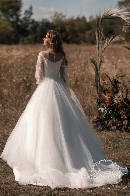 Свадебное платье Шелли. Силуэт А-силуэт. Цвет Белый / Молочный. Вид 2