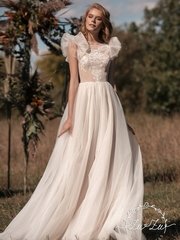 Свадебное платье Элли. Силуэт А-силуэт. Цвет Белый / Молочный, Айвори / Капучино. Вид 1