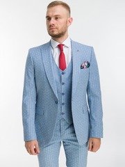 Тройка Свадебный костюм тройка светло-голубого цвета от Прокат мужских костюмов BLACKTUX 2