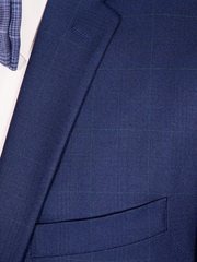 Однобортный, Двойка Свадебный костюм синий в клетку ENGLAND от Прокат мужских костюмов BLACKTUX 2