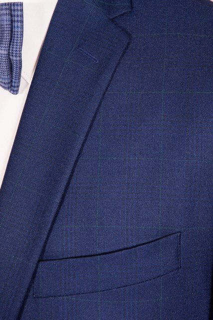 Однобортный, Двойка Свадебный костюм синий в клетку ENGLAND от Прокат мужских костюмов BLACKTUX 2