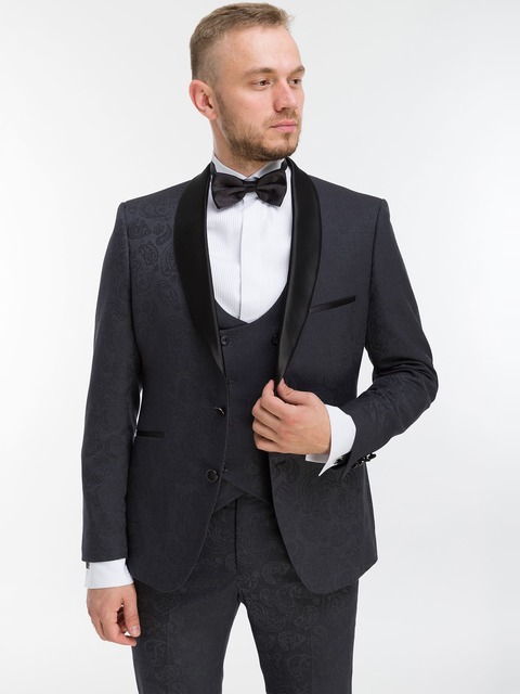 Смокинг Свадебный смокинг с жилетом жаккард TOP1 от Прокат мужских костюмов BLACKTUX 2