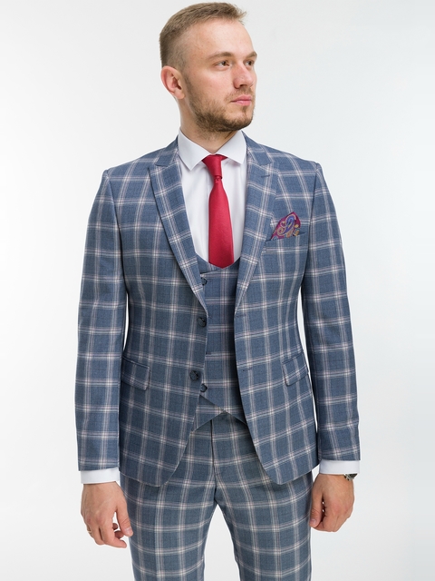 Тройка Свадебный костюм тройка в клетку RICHARD от Прокат мужских костюмов BLACKTUX 2