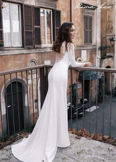 Свадебное платье Эвора. Силуэт Рыбка, Прямое. Цвет Белый / Молочный. Вид 2