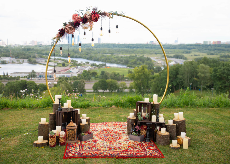 Бохо, Весенняя / Летняя, Рустик, Эко в Выездная регистрация, Природа, Ресторан / Банкетный зал от DEKOРАТОРИЯ 6