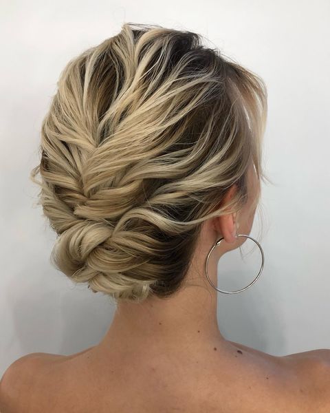 Высокие / Собранные, Пучок, С плетением, Коса / Коса-пучок от Свадебный стилист и визажист Ольга Фирсова 3