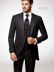 Двубортный, Тройка Черный костюм-тройка для жениха Larissa Adimo Cerimonia от Дом изысканной мужской одежды Волшебная свадьба 1