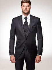 Двубортный, Тройка Черный костюм-тройка для жениха Larissa Adimo Cerimonia от Дом изысканной мужской одежды Волшебная свадьба 2