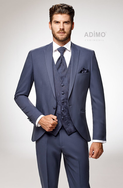 Тройка Синий мужской костюм-тройка Lecce Adimo от Дом изысканной мужской одежды Волшебная свадьба 1