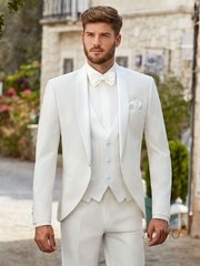 Тройка Белый мужской смокинг Brit Luis ADIMO от Дом изысканной мужской одежды Волшебная свадьба 1