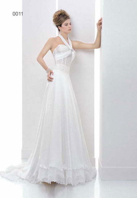 Свадебное платье 9111. Силуэт А-силуэт. Цвет Белый / Молочный. Вид 1