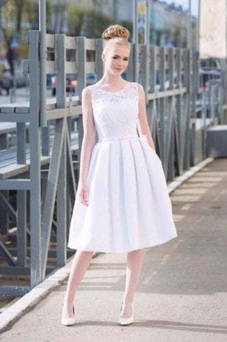 Свадебное платье Миа. Силуэт А-силуэт. Цвет Белый / Молочный. Вид 1
