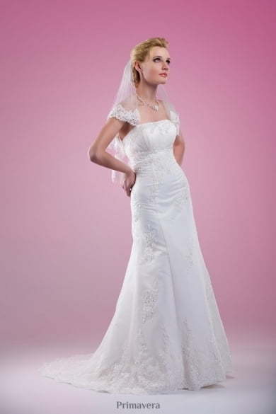 Свадебное платье 7101. Силуэт А-силуэт, Прямое. Цвет Белый / Молочный. Вид 1