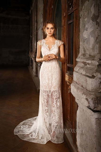 Свадебное платье Ингрид. Силуэт Рыбка, А-силуэт. Цвет Айвори / Капучино, Белый / Молочный, Персик / Оранжевый. Вид 6