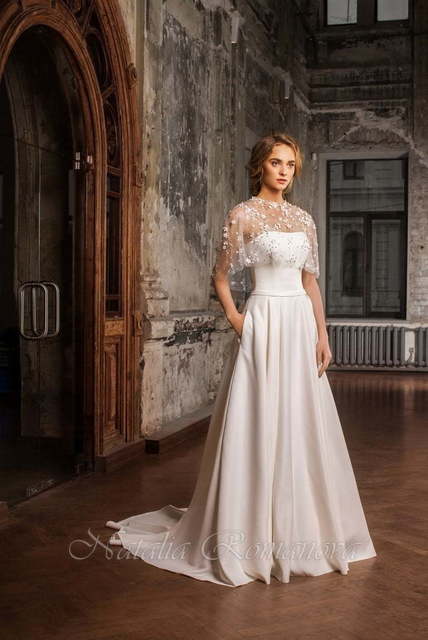 Свадебное платье Герти. Силуэт А-силуэт. Цвет Белый / Молочный. Вид 3