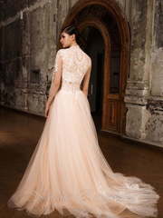 Свадебное платье Лурье. Силуэт А-силуэт. Цвет Айвори / Капучино, Персик / Оранжевый. Вид 2